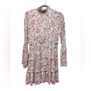 Altar'd State floral print layered long bell sleeve dress, size medium